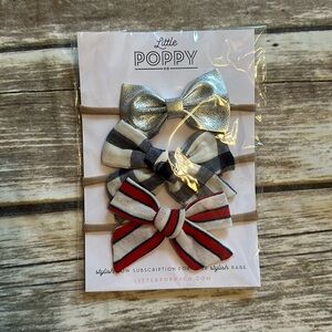 NEW Little Poppy Co Nylon Headband Bows- Red, White & Blue
